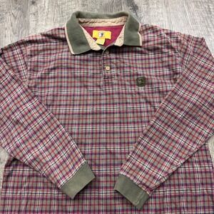 Vintage Duck Head Long Sleeve Multicolor Plaid Polo Shirt